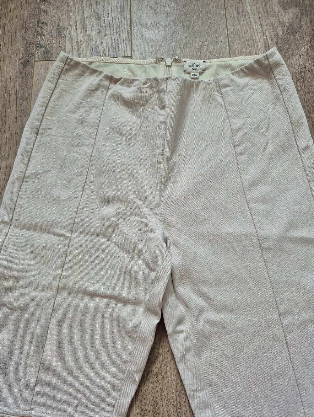 Wilfred Arirzia Women's Neutral Cream Ribbed Knee Moto Biker Skinny Pants Size 4 - Picture 3 of 7